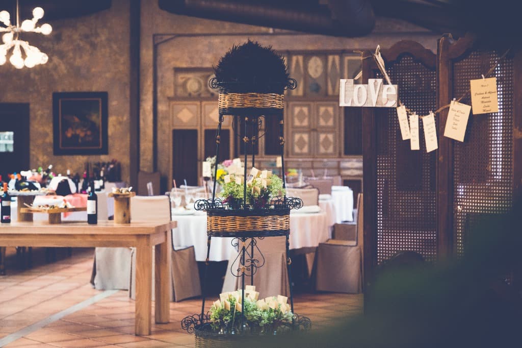 Decoración de seating y salón de bodas